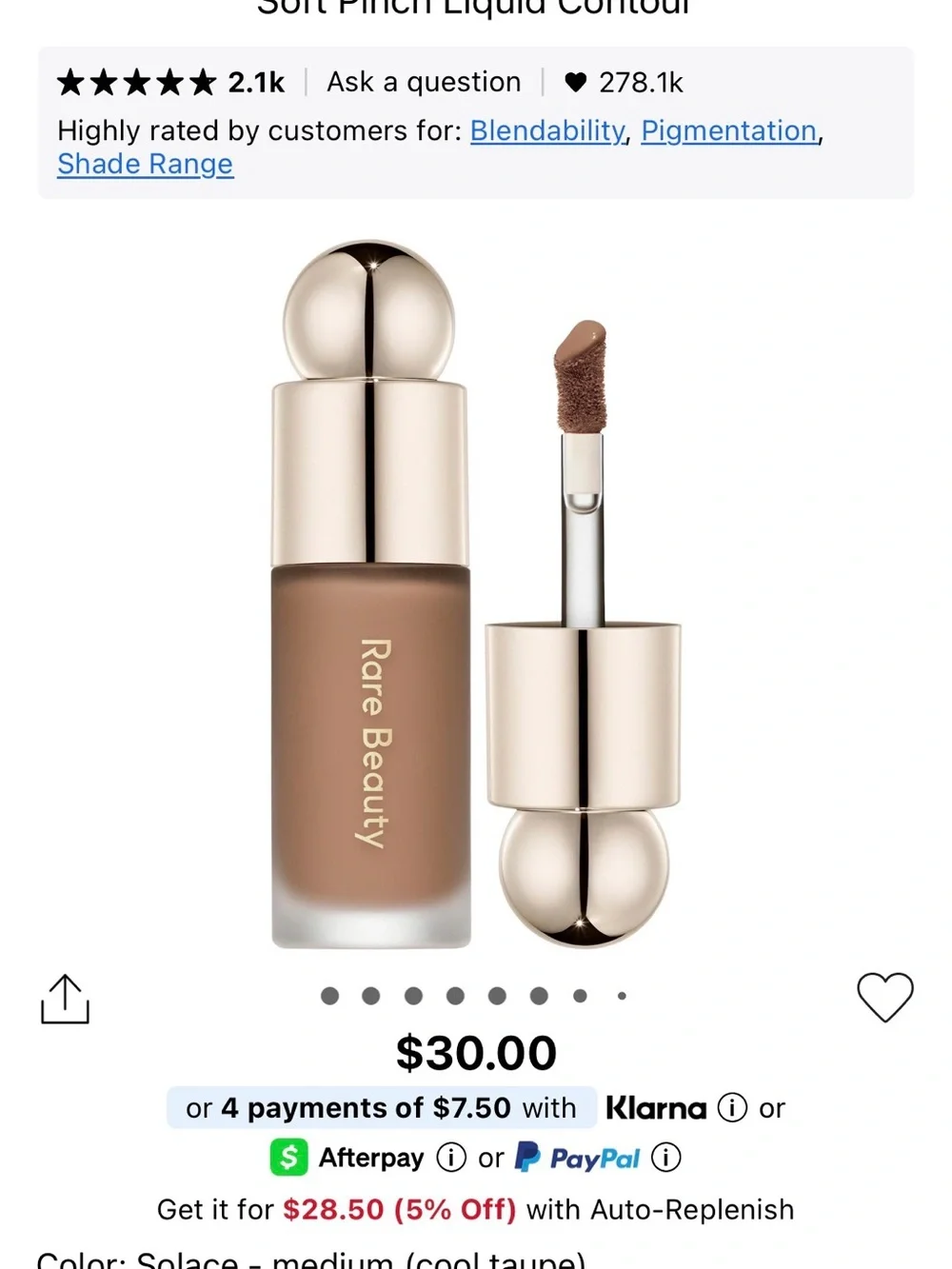 Rare Beauty by Selena Gomez soft pinch liquid contour in solace